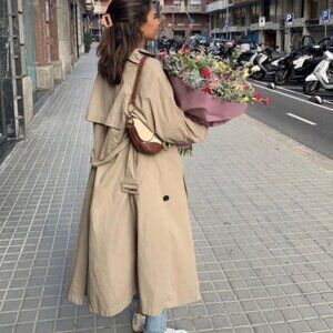 Zara Limited Edition Water Repellent Trench Coat Dark Beige XS